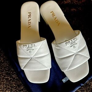 Prada slides, white nappa leather, size 40